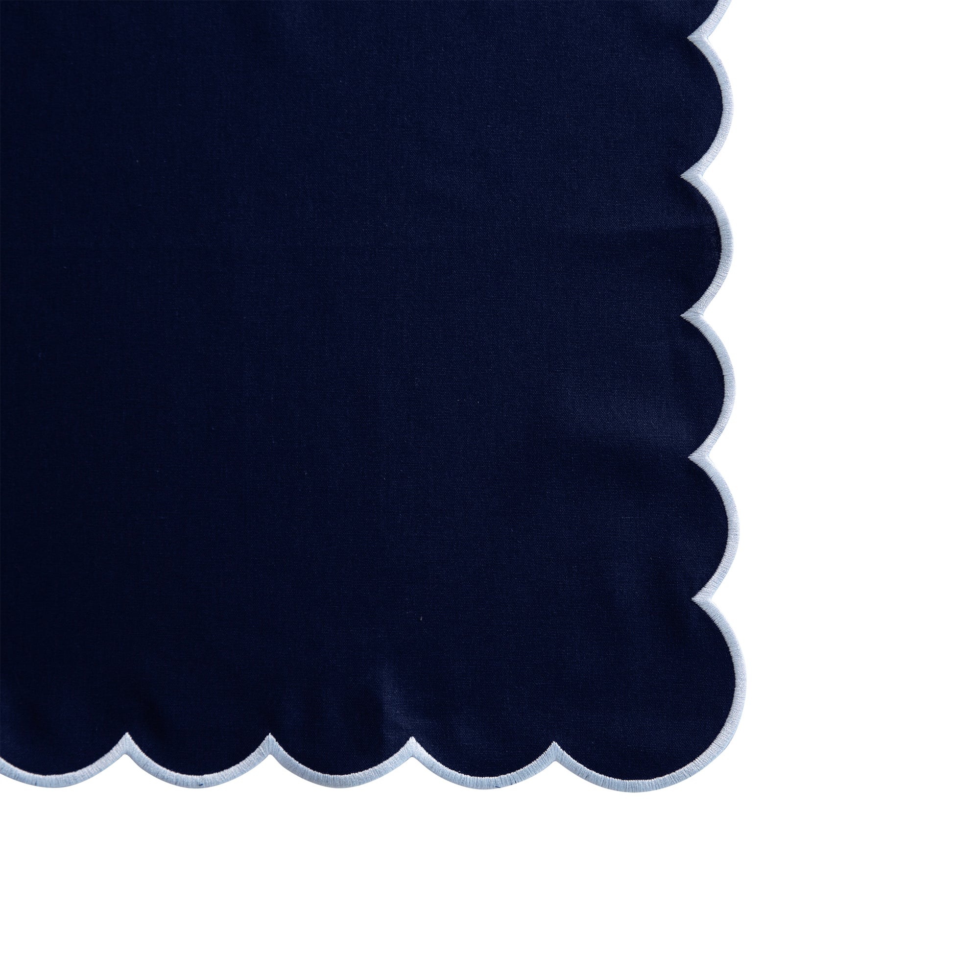 4 pc/pk Scalloped Edge Linen Napkin - Navy Blue/White Trim