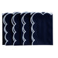 4 pc/pk Scalloped Edge Linen Napkin - Navy Blue/White Trim