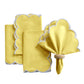 4 pc/pk Scalloped Edge Linen Napkin - Pastel Yellow/White Trim