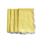 4 pc/pk Scalloped Edge Linen Napkin - Pastel Yellow/White Trim