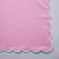4 pc/pk Scalloped Edge Linen Napkin - Pink/White Trim
