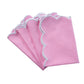 4 pc/pk Scalloped Edge Linen Napkin - Pink/White Trim