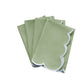 4 pc/pk Scalloped Edge Linen Napkin - Sage Green/White Trim