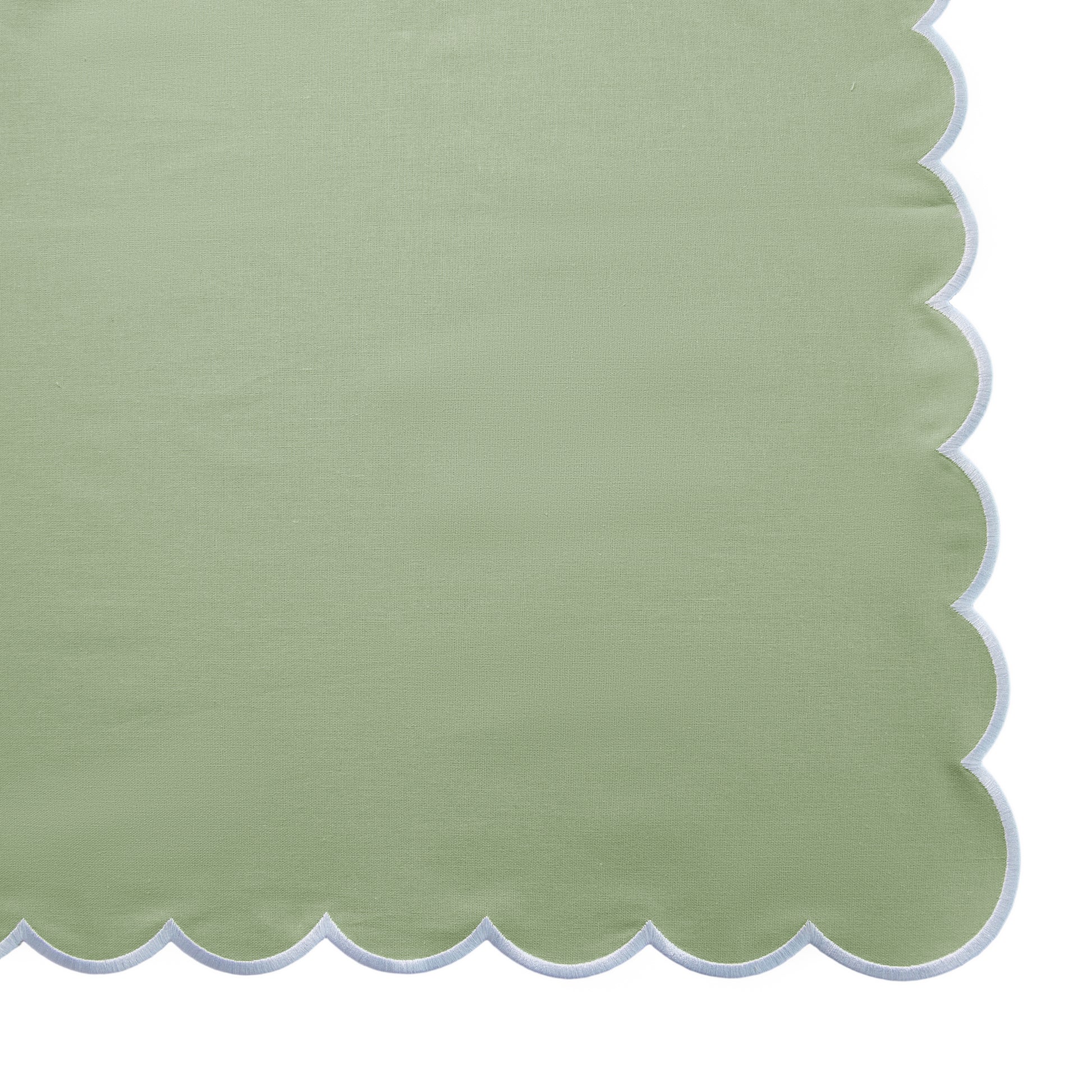 4 pc/pk Scalloped Edge Linen Napkin - Sage Green/White Trim