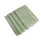 4 pc/pk Scalloped Edge Linen Napkin - Sage Green/White Trim