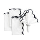 4 pc/pk Scalloped Edge Linen Napkin - White/Black Trim