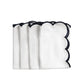 4 pc/pk Scalloped Edge Linen Napkin - White/Black Trim