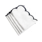 4 pc/pk Scalloped Edge Linen Napkin - White/Black Trim