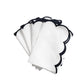 4 pc/pk Scalloped Edge Linen Napkin - White/Black Trim