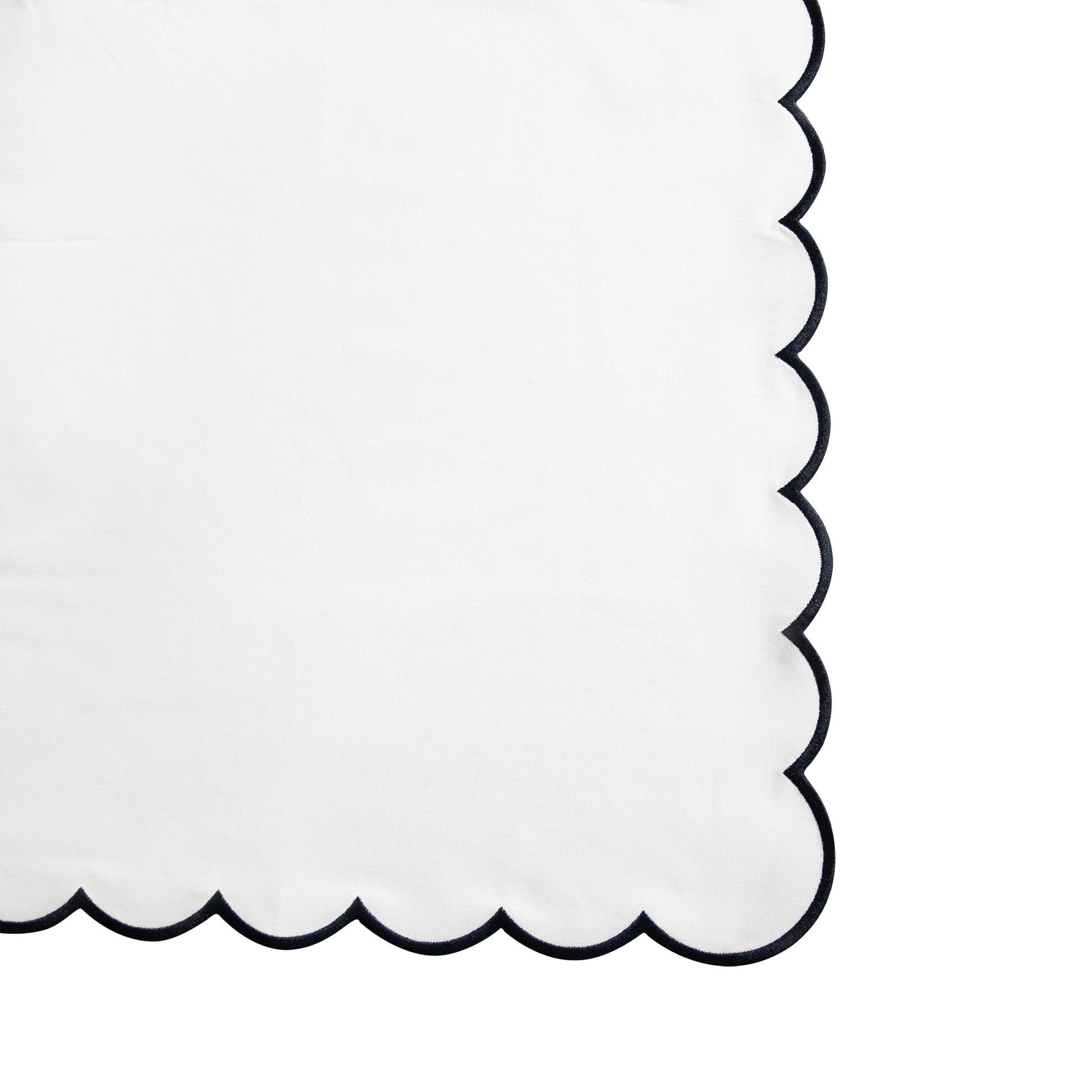 4 pc/pk Scalloped Edge Linen Napkin - White/Black Trim