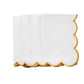 4 pc/pk Scalloped Edge Linen Napkin - White/Gold Trim