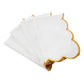 4 pc/pk Scalloped Edge Linen Napkin - White/Gold Trim