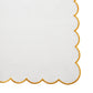 4 pc/pk Scalloped Edge Linen Napkin - White/Gold Trim