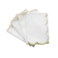 4 pc/pk Scalloped Edge Linen Napkin - White/Natural Trim