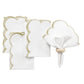 4 pc/pk Scalloped Edge Linen Napkin - White/Natural Trim