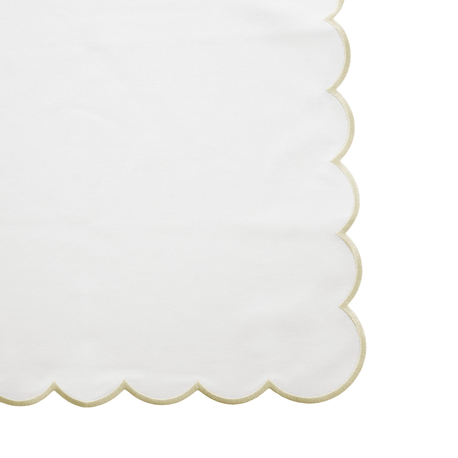 4 pc/pk Scalloped Edge Linen Napkin - White/Natural Trim