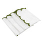 4 pc/pk Scalloped Edge Linen Napkin - White/Olive Green Trim