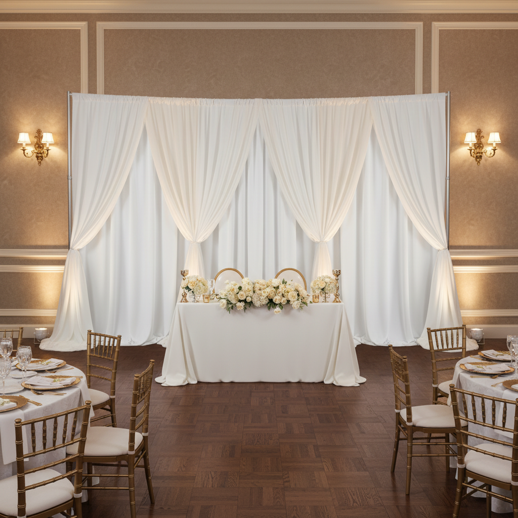 Scuba 10ft H x 118" W Drape/Backdrop Curtain Panel Flame Retardant (FR) - White