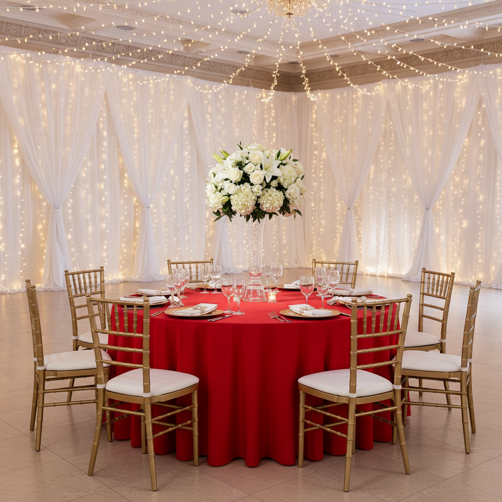 Scuba 120" Round Tablecloth - Red