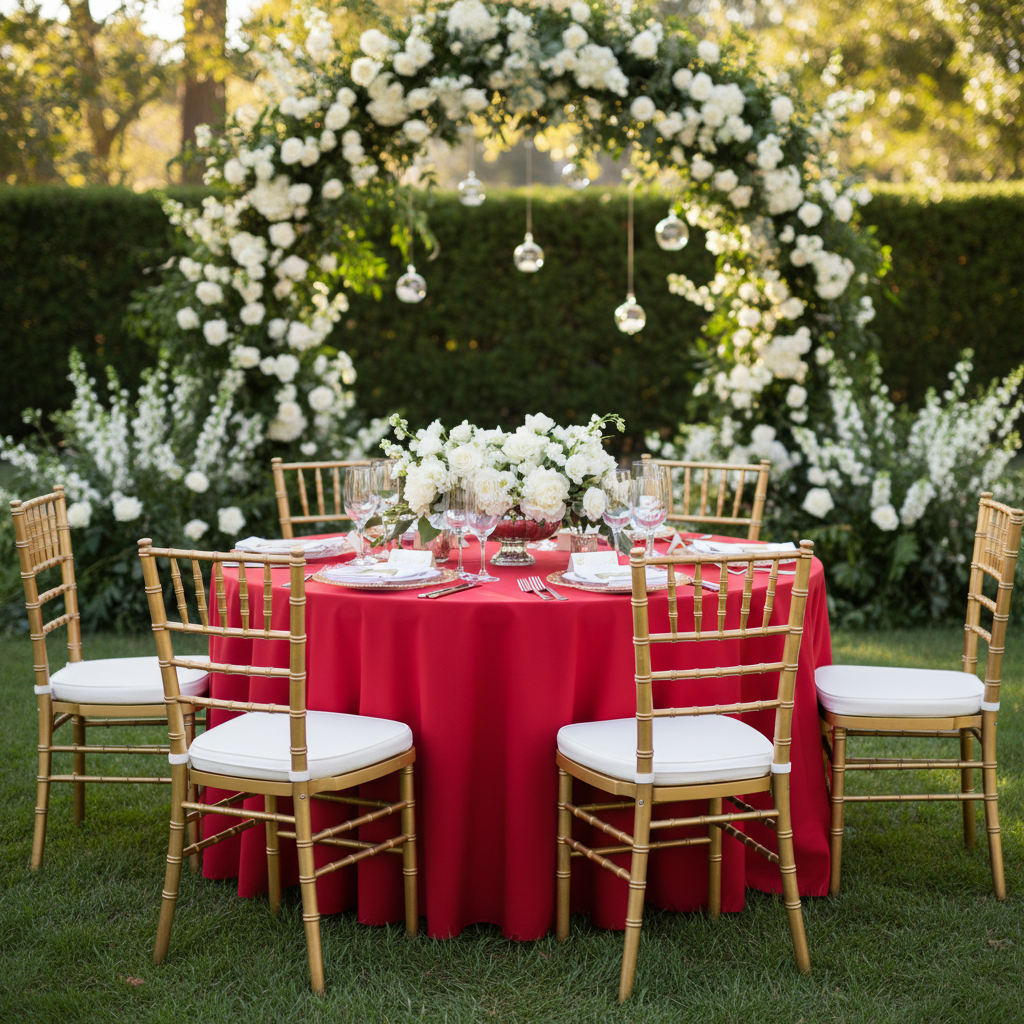 Scuba 120" Round Tablecloth - Red