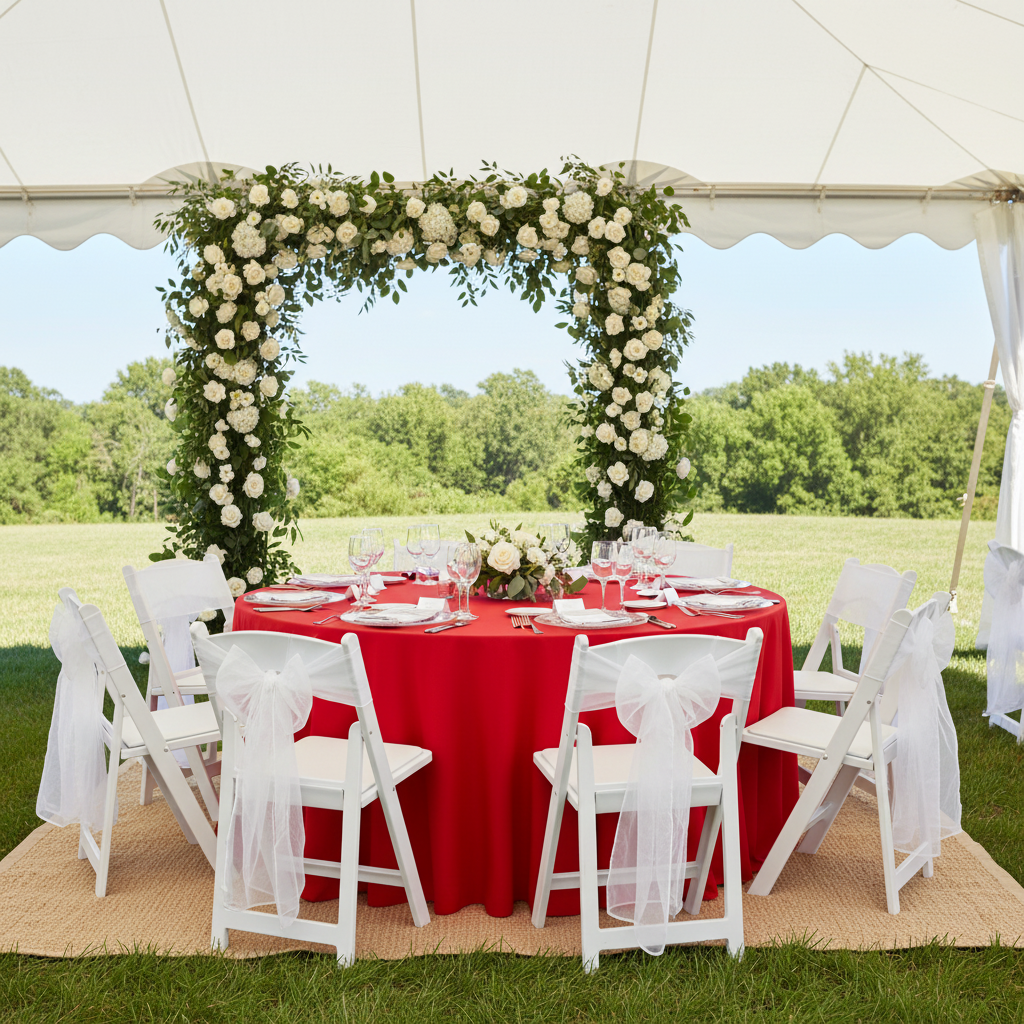 Scuba 120" Round Tablecloth - Red