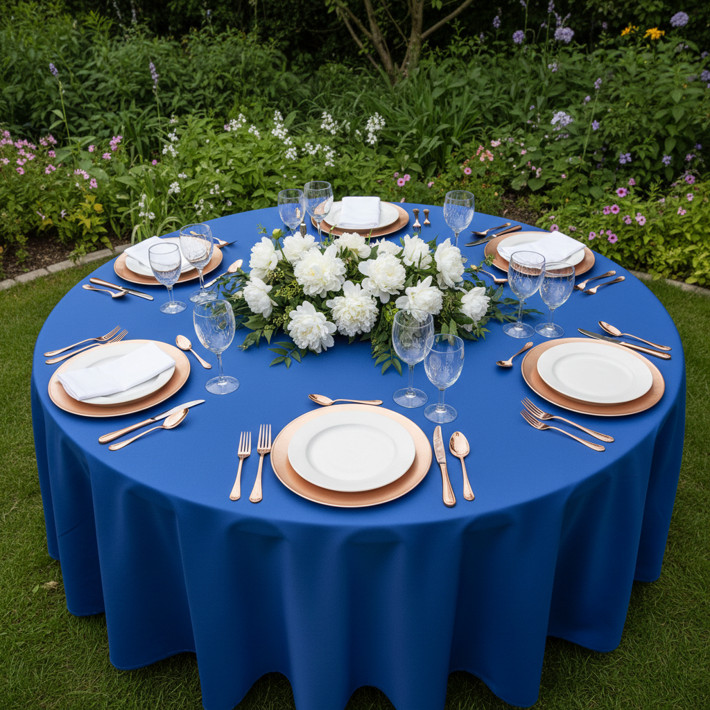 Scuba 120" Round Tablecloth - Royal Blue