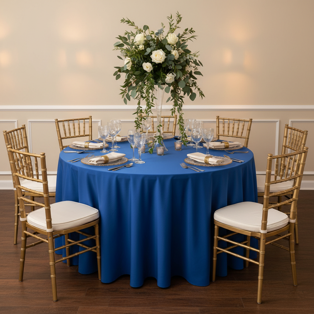 Scuba 120" Round Tablecloth - Royal Blue