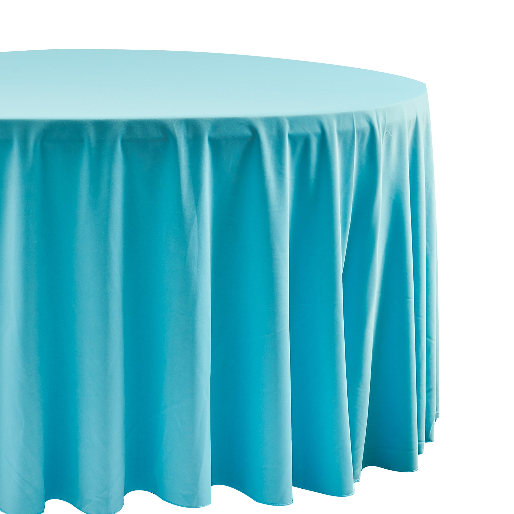 Scuba 132" round tablecloth turquoise side view