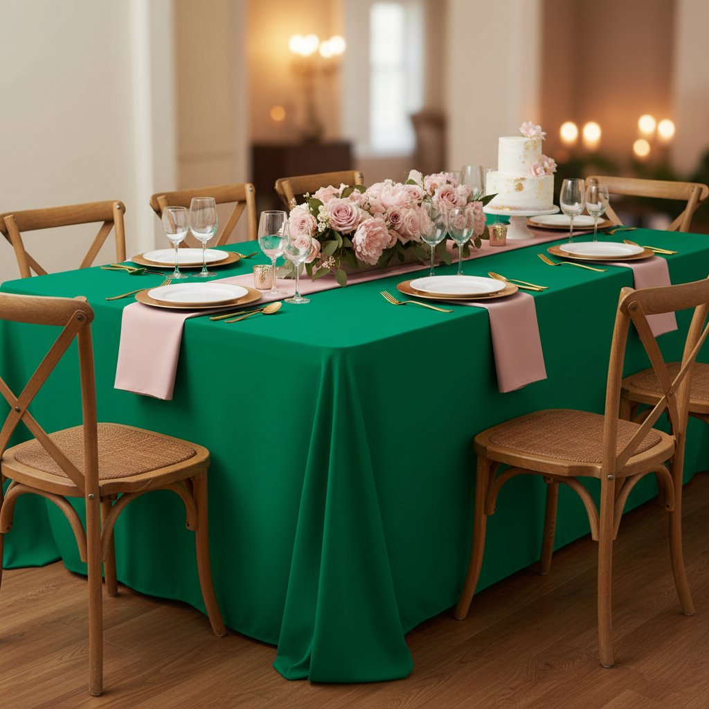 Scuba 90"x132" Rectangular Oblong Tablecloth - Emerald Green
