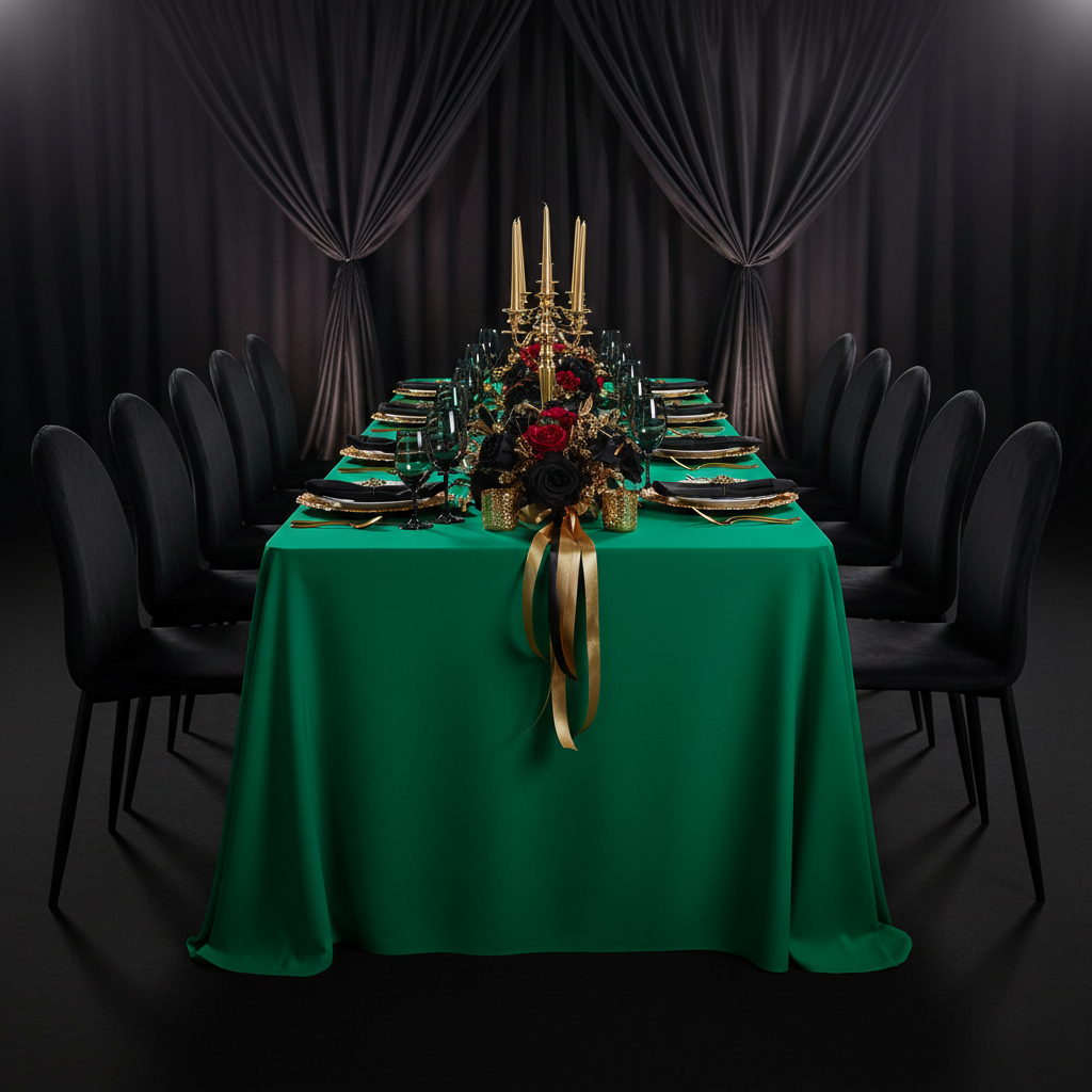 Scuba 90"x132" Rectangular Oblong Tablecloth - Emerald Green