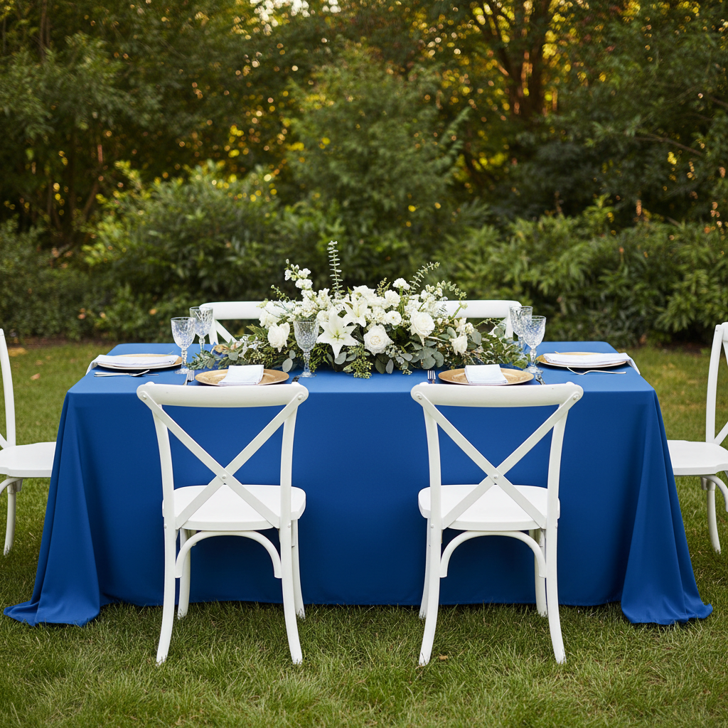 Scuba 90"x132" Rectangular Oblong Tablecloth - Royal Blue