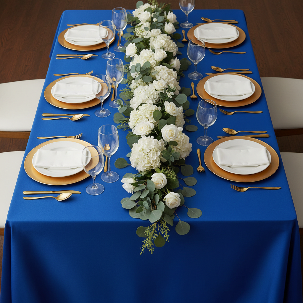 Scuba 90"x132" Rectangular Oblong Tablecloth - Royal Blue