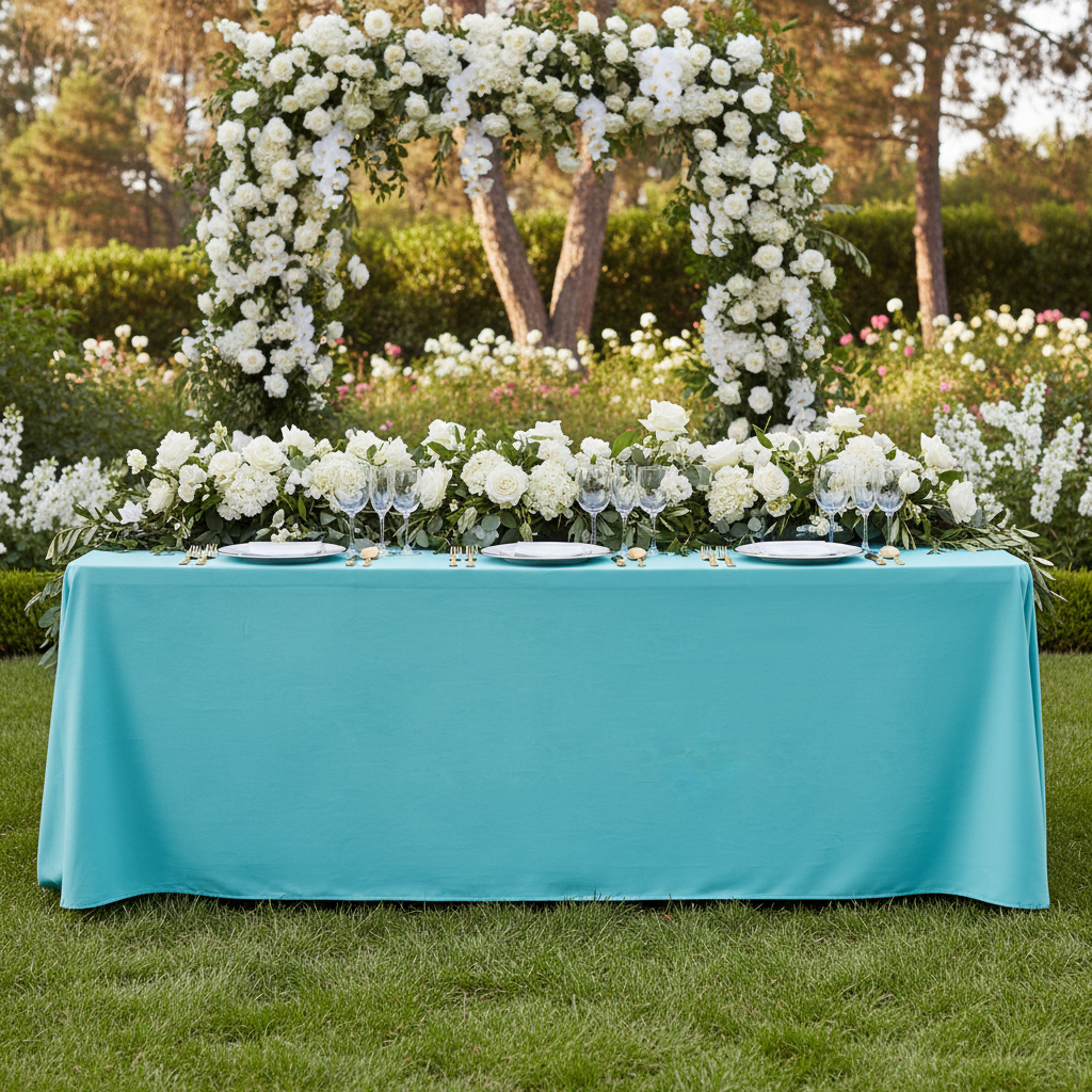 Scuba 90"x156" Rectangular Oblong Tablecloth - Turquoise