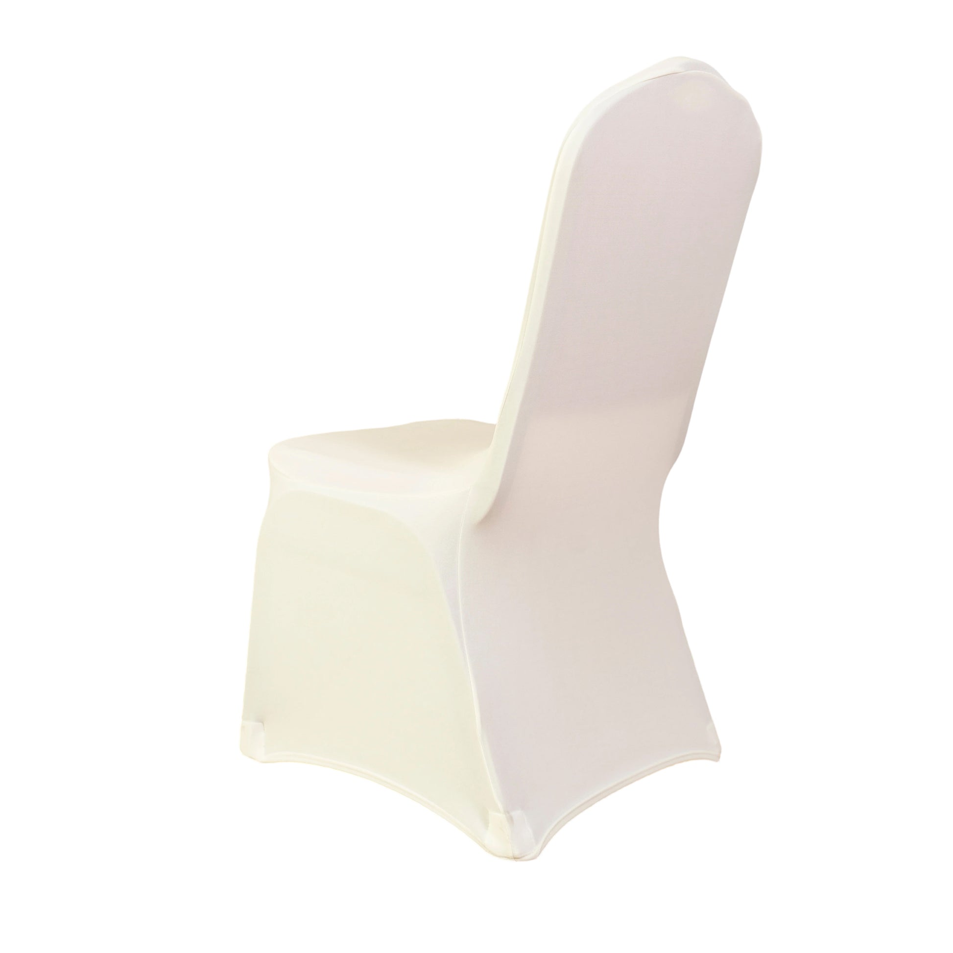 Scuba Banquet Chair Cover Ivory angled back view
