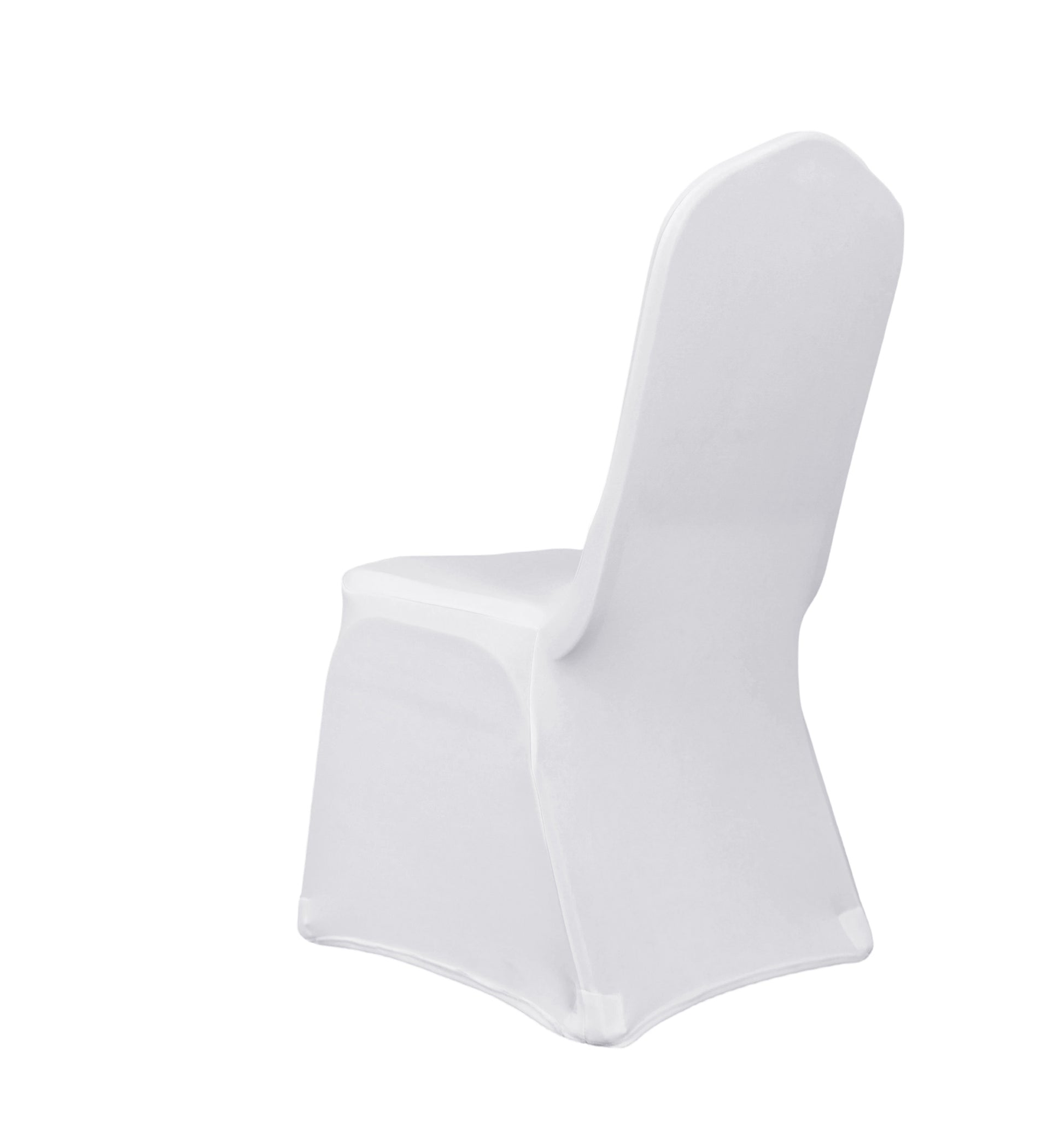 Scuba Banquet Chair Cover White angled back view