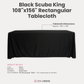 Scuba King 108"x156" Rectangular Tablecloth – Black infographic  showing dimensions