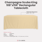 Scuba King 108"x156" Rectangular Tablecloth Champagne infographic showing dimensions