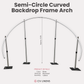 Semi-circle Curved Backdrop Frame Arch infographic showing 8.8ft heigth