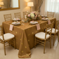Sequin 90"x132" Embroidery Taffeta Tablecloth - Gold