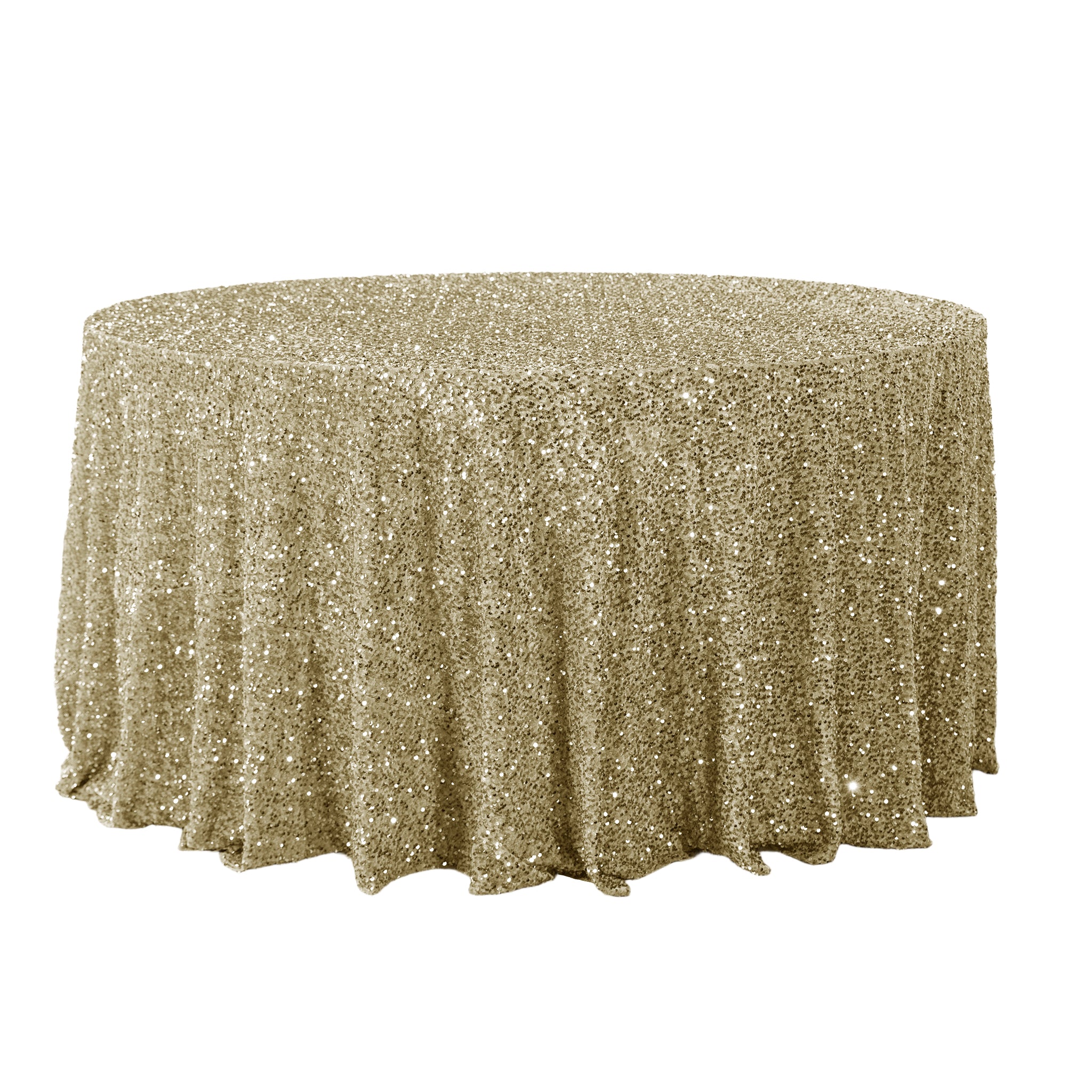 Sequin velvet champagne round tablecloth full view
