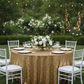 Sequin Velvet 120" Round Tablecloth - Gold