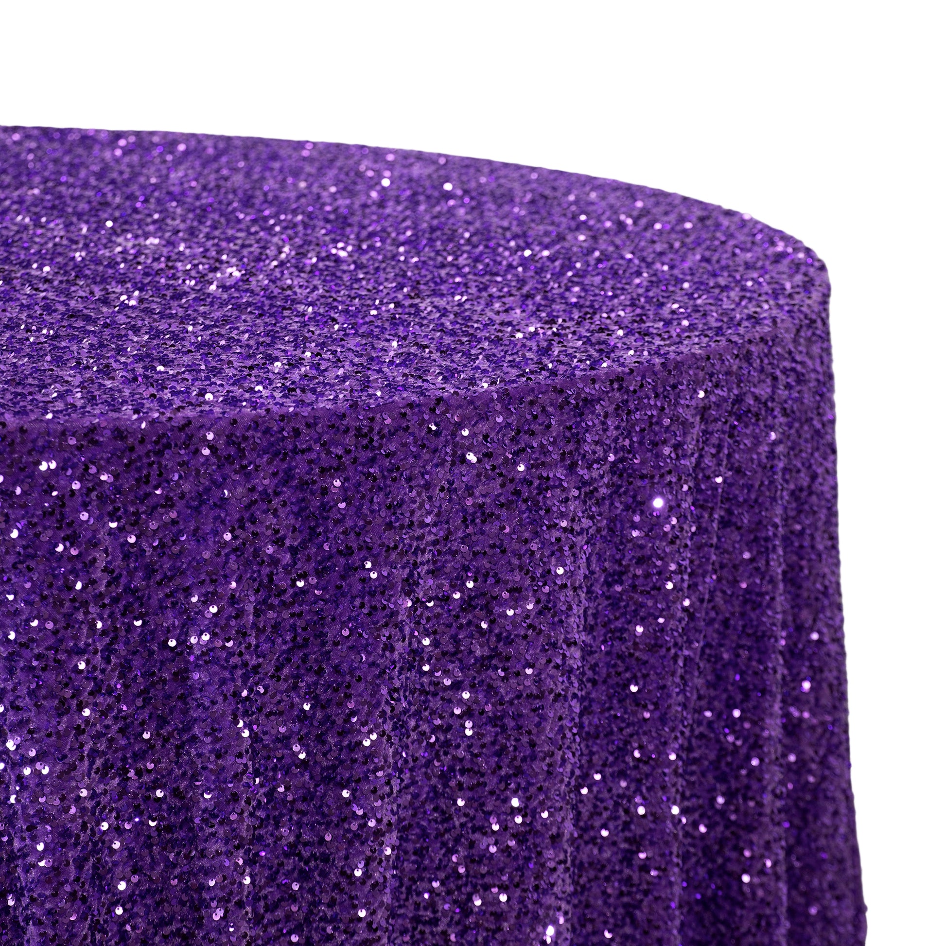 Sequin velvet round tablecloth purple close up
