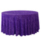 Sequin velvet round tablecloth purple full view