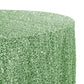 Sequin velvet round tablecloth sage green close up