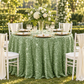 Sequin Velvet 120" Round Tablecloth - Sage Green