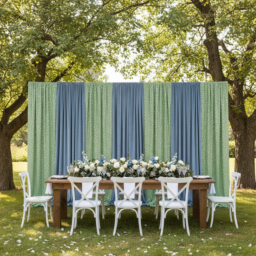 Sequin Velvet 12ft H x 52" W Drape/Backdrop Curtain Panel - Sage Green