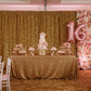 sweet 16 birthday celebration with Sequin Velvet 12ft H x 52" W Drape/Backdrop Curtain Panel - Gold