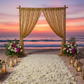 beachfront wedding reception with Sequin Velvet 12ft H x 52" W Drape/Backdrop Curtain Panel - Gold
