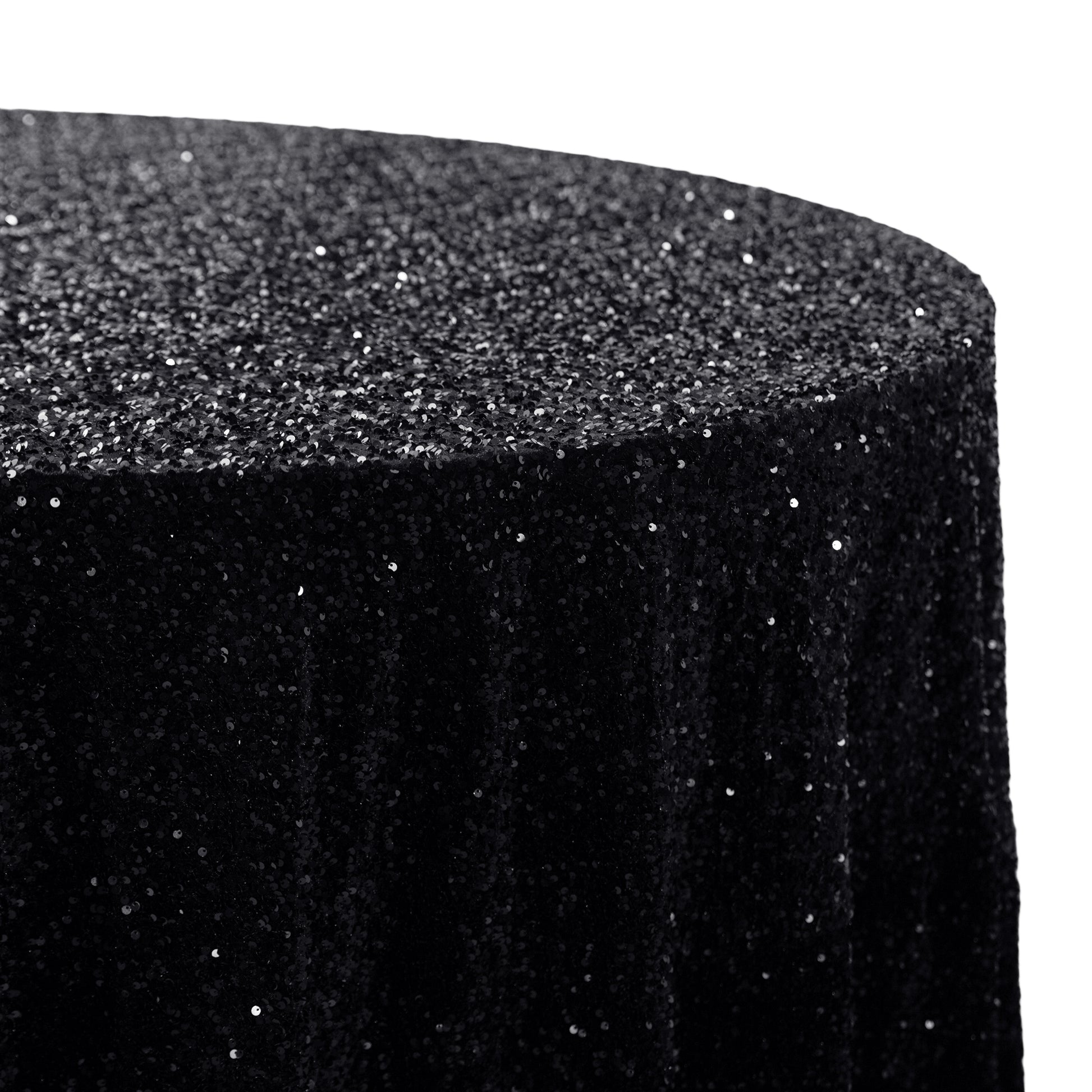 Sequin velvet round tablecloth black close up