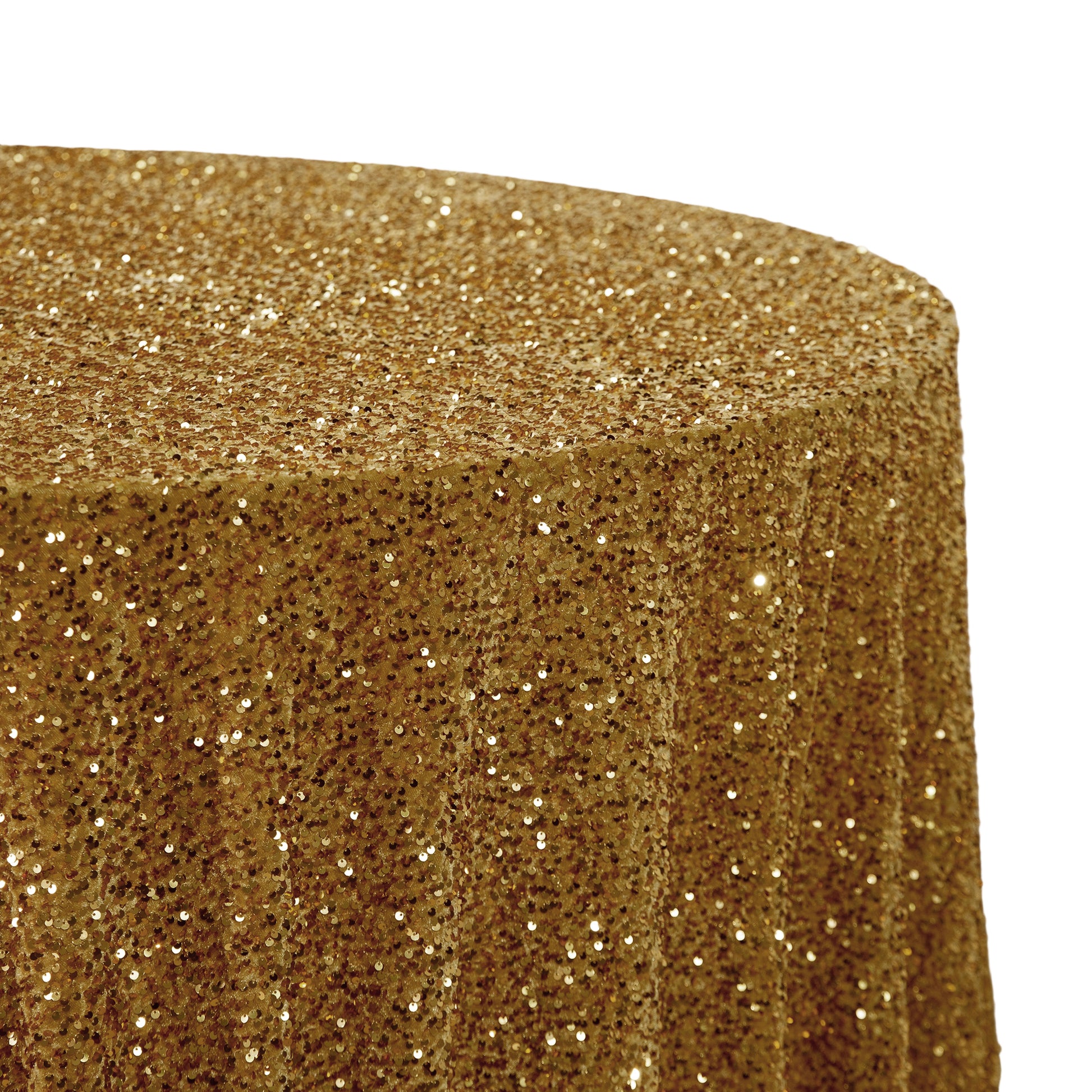 Sequin velvet round tablecloth gold close up